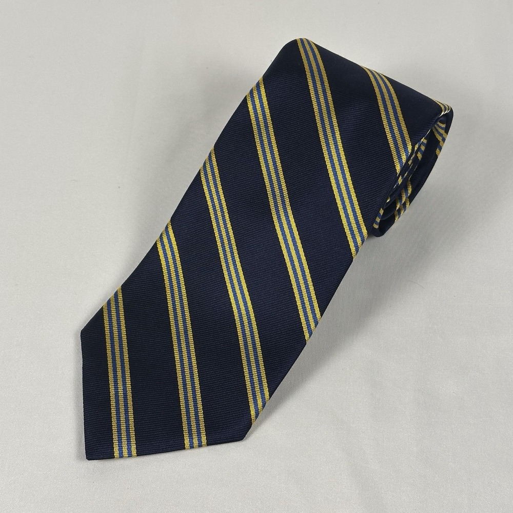 Brooks Brothers Makers & Merchants Silk Tie NWT Navy Gold Blue Repp Stripe USA